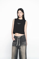 25SS BASIC LOGO WOMAN CROP SLEEVELESS BLACK