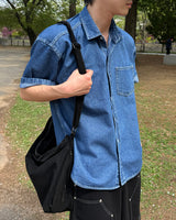 Parallel denim short sleeve shirt