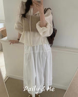 Ribbon shirring blouse(2color)