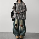 Naad Gauze Wang Boxy Two-Line Track String Hooded Zip-Up Jumper