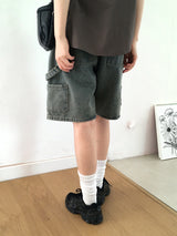 Chakin double knee rivet Bermuda Short denim pants