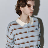 Stripe crop kara top Blue/brown
