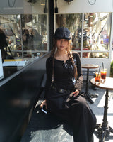 Lace black cotton pants