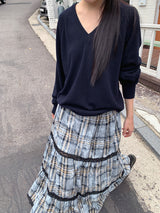 FADE CHECK MAXI SKIRT (2C)