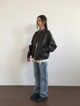 Rivet Motor Leather Jacket (2color)