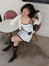 チェックシースルーニーソックス (IVORY, BLACK 2COLORS!)