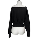 Unbalanced off-shoulder side slit brushed long sleeve sweatshirt (6 colors)