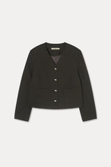 Pebble Button Twill Jacket_Brown