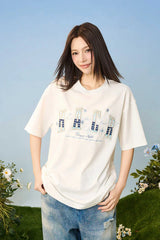 グラディエントニットパッチTシャツ