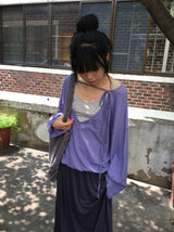 Roel Summer See-Through Deep V-Neck Long Sleeve Tee
