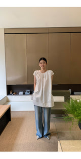 フレンチシャツ ルーズフィット ノースリーブTシャツ