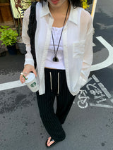 [MADE] Lelun Summer See-Through Stripe Shirt