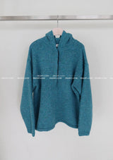 Color-Blocked Taping Hoodie String Oversized Knit