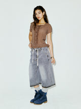 SQUARE BLOUSE BROWN