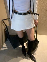 クラシックモデーンベルトミニスカートパンツ (3 colors)