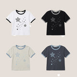 キッチルック💖ナイト スター パッチ リンガー ショートスリーブ Tシャツ(4 colors)
