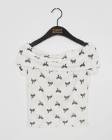 キャンディリボン柄オフショルダーTシャツ