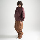 Nylon Seam Line Round Shirt - BURGUNDY