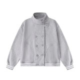 Double Button High-Neck Sweat Jacket
