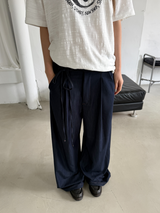 belted denim wide slacks