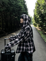 shea hooded checkered shirt