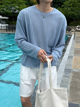 [1+1] LMN Laurent Ribbed See-Through Long-Sleeved T-Shirt (4 colors)