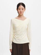 DRAPE SHIRRING LONG SLEEVE T-SHIRT