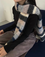 ファイバーモヘアウールストライプマフラー 4C