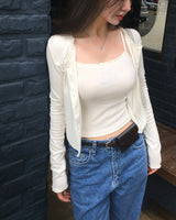 [MADE/set item] Punching, lace camisole + cardigan set