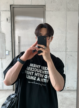 ナンバーキプデニムレタリングベーシックオーバーフィット半袖Tシャツ