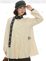 BETWEENAND Autumn round-neck baby dress, floral long skirt, lantern-sleeve long-sleeved shirt dress for women in autumn