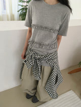 Ruffle short-sleeve T-shirt