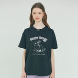 ハッピーバニーTシャツ - ブラック