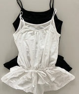 Veronica Hem Frill Tiered String Sleeveless Blouse (2 colors)