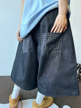 Teki Check Pocket Wide Denim Bermuda Shorts 2color