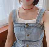Rose Fit Beaded Choker Necklace Red
