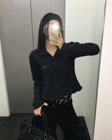 ツイーティー フリルカラー ポルカドットロングスリーブTシャツ