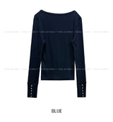 プレミアボタンVネック長袖Tシャツ