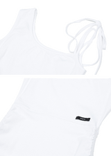 [mnem] シャーリングストラップミニドレス (white)
