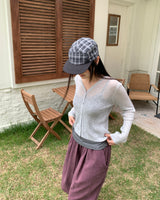 Dab see-through V-neck two-way button cardigan