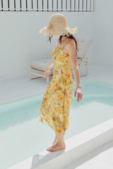 Sheer Flower Long Dress (YELLOW)