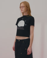 チャーミングシェルクロップTシャツ-BLACK