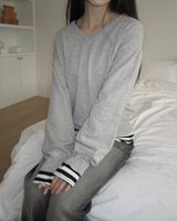 Juka ストライプUネックロングスリーブTシャツ