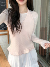 Eyelet Frill Halter Neck Sleeveless (5color)