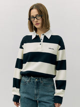 STRIPE COLLAR T-SHIRT NV+IV