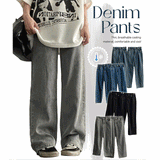 [Basic, Long/S-2XL] Right Back Banding Summer Semi-Wide Denim Pants
