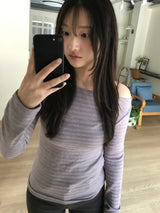 ボートネックストリッピードTシャツ(2 colors)