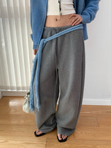 texture cotton sweat banding pants