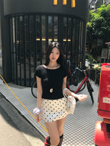 ポピー ボートネック スリム ハーフスリーブ Tシャツ