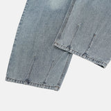 Shell washing wide balloon denim pants
